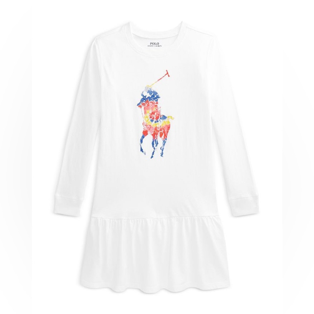 Polo Ralph Lauren Girls' Big Pony Cotton Jersey Dress…Color: White/Multi